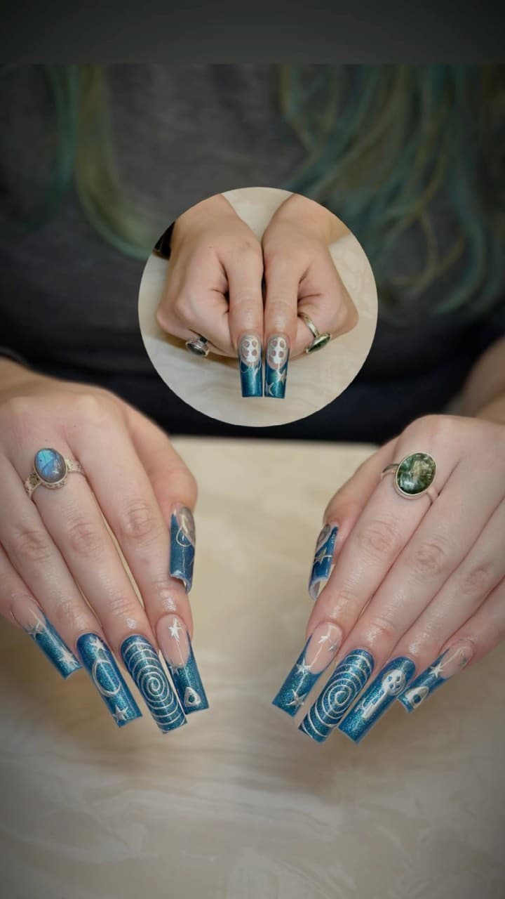 Sapphire glitter — nail set by Tiara Nail Bar
